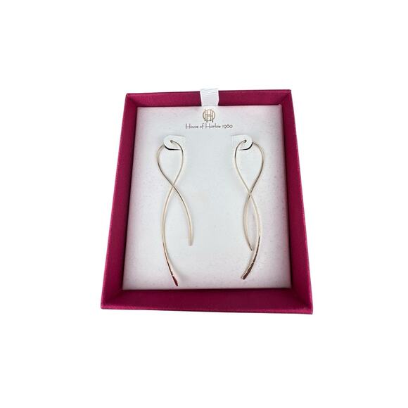 House of Harlow 1960 Gold Tone Threader Pierced Earrings in Box - Picture 1 of 8